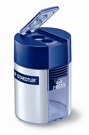 Staedtler Bleistiftspitzer m/Halterung Double, silber/blau